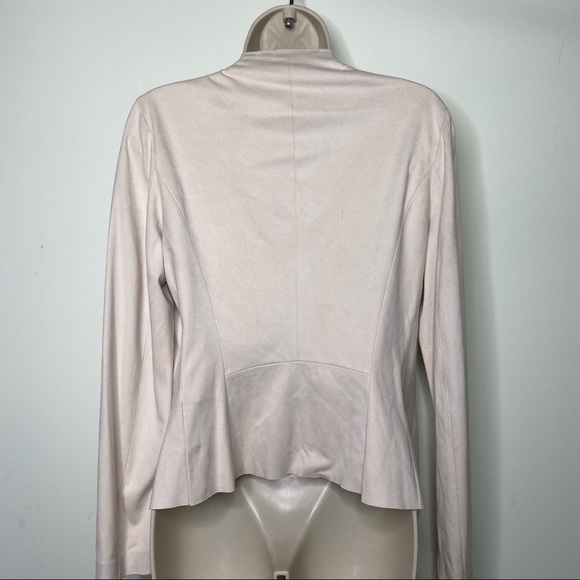 Zara Basic Open Front Drape Jacket Faux  Suede Cream   Size Small - Picture 2 of 9